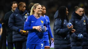 Eugénie Le Sommer lors de France-Norvège, le 21 février 2025