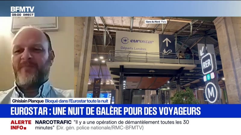 Panne de l'Eurostar: "On était dans le noir complet à certains moments": Ghislain Planque, bloqué dans le train toute la nuit, témoigne sur BFMTV