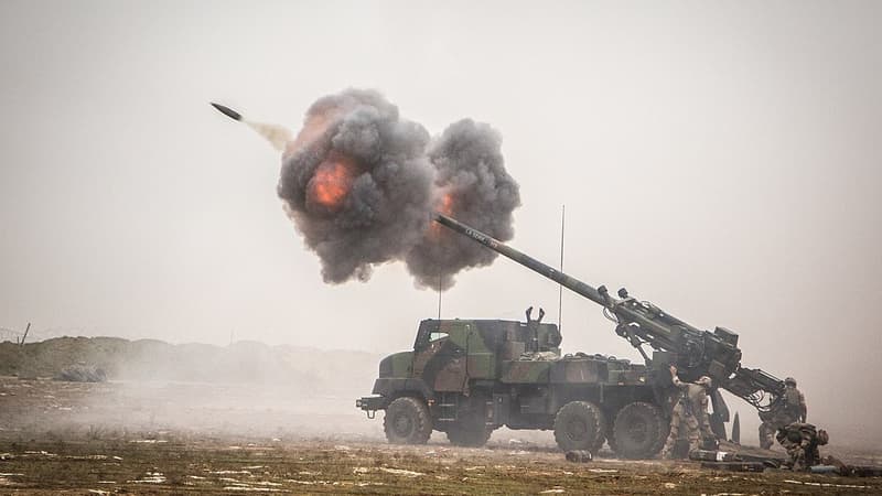 Un canon Caesar en action en Irak en 2018.