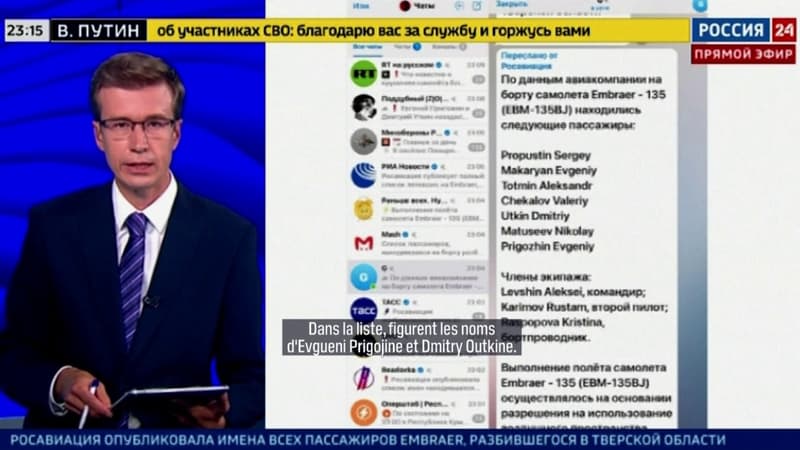 Comment la télévision russe a sobrement annoncé la mort de Prigojine
