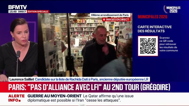 Municipales à Paris: Emmanuel Grégoire "a déjà fait une alliance avec l'extrême gauche" selon Laurence Sailliet, candidate sur la liste de Rachida Dati