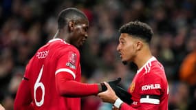 Paul Pogba et Jadon Sancho avec Manchester United, le 4 février 2022