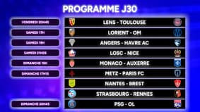 Ligue 1 : Le programme de la J30 avec le choc PSG-OL