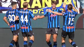 Charles De Ketelaere célèbre son but lors de la victoire de l'Atalanta Bergame contre Lecce (3-0, Serie A), le 14 septembre 2025 