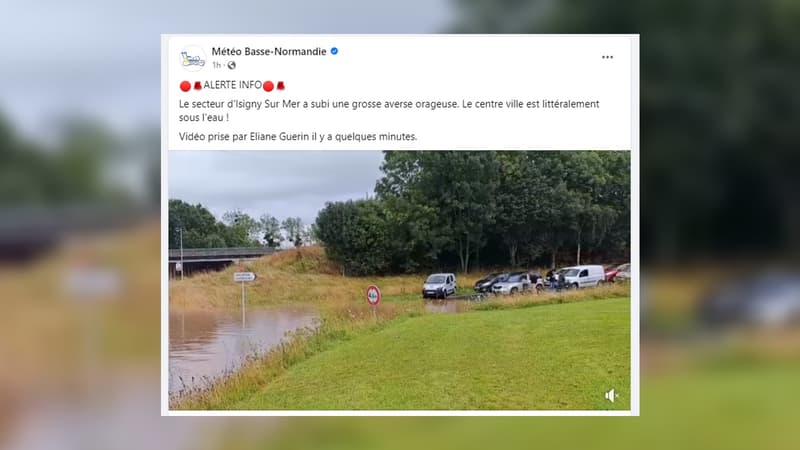 Le secteur d'Isigny-sur-Mer a été inondé ce jeudi soir après un épisode orageux.