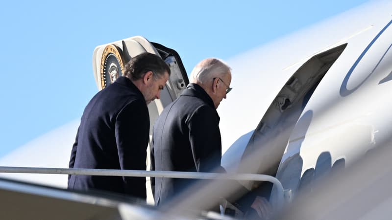 Hunter Biden et son père Joe Biden à New Castle (Delaware) le 4 février 2023.