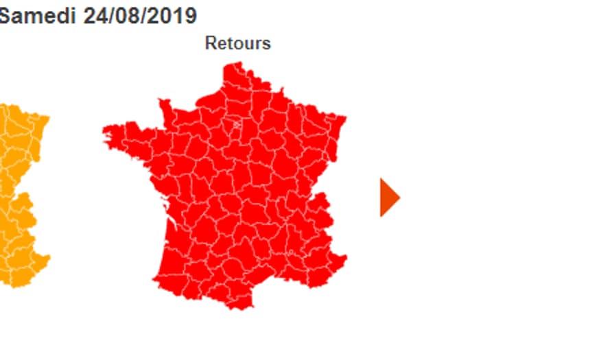 Samedi 24 août, la journée est classée rouge sur l'ensemble du pays.