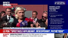 Réunion à l'Élysée: "Le gouvernement technique ça n'existe pas", explique Marine Le Pen (RN)