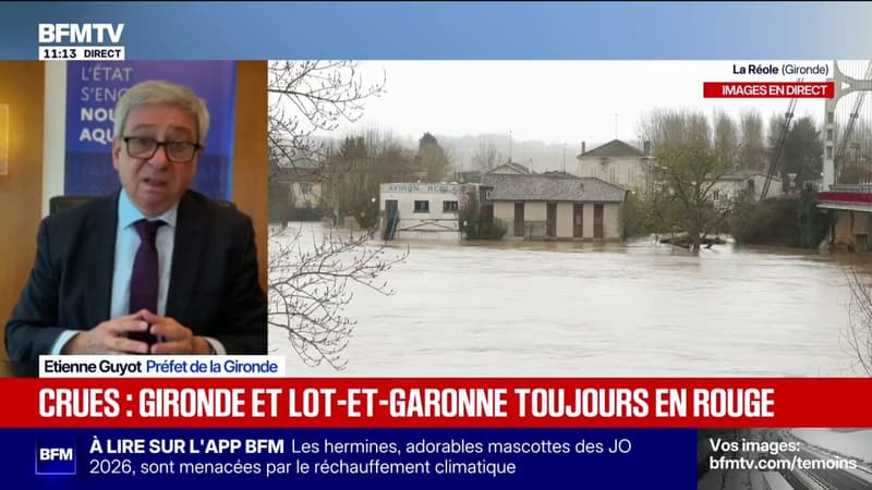 Crues: "22.000 foyers sont encore privés d'électricité", assure Étienne Guyot, préfet de Gironde