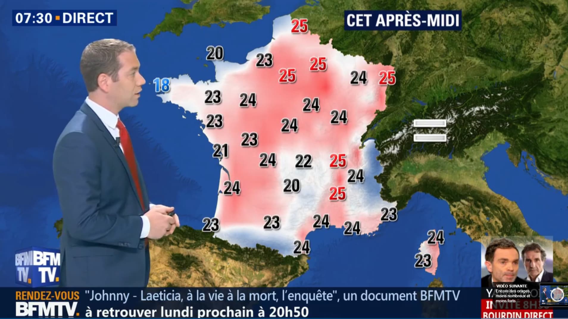 Températures du jeudi 7 juin 2018 l'après-midi Températures du jeudi 7 juin 2018 l'après-midi
