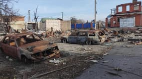 La ville de Soudja, largement détruite, dans la région de Koursk, en Russie, le 13 mars 2025