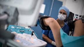 Une gynécologue effectue un prélèvement d'ovocytes sur une patiente lors d'une procédure de procréation médicalement assistée (PMA), à Paris, le 25 octobre 2022.