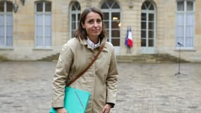 La secrétaire générale de la CGT, Sophie Binet, à Matignon le 25 septembre 2024 