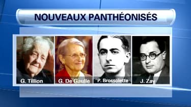 Germaine Tillion, Geneviève De Gaulle, Pierre Brossolette et Jean Zay devraient être les quatre prochains "panthéonisés".