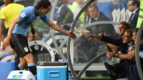 Edinson Cavani et Oscar Tabarez (Uruguay)