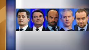 Gérald Darmanin, Thierry Solère, Edouard Philippe, Franck Riester et Sébastien Lecornu, les cinq exclus par le Bureau politique de LR.