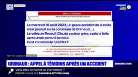 Grimaud: la gendarmerie lance un appel à témoins après un accident grave de la route