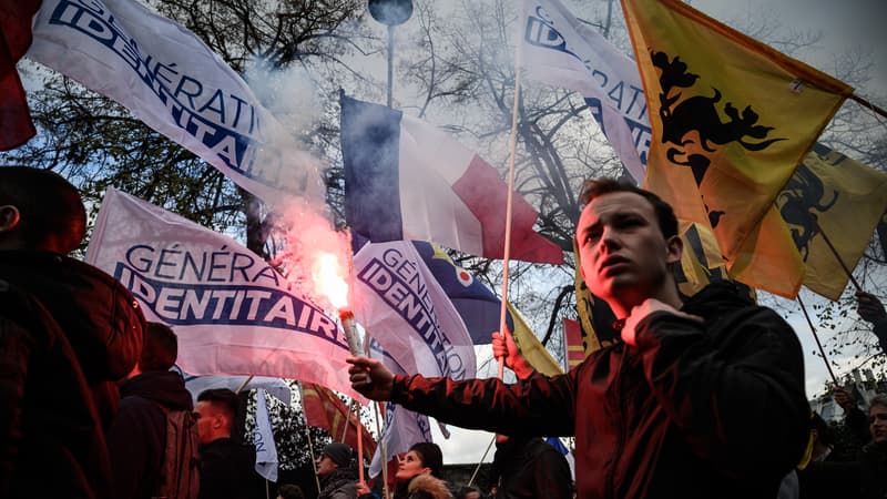 Une manifestation de membre de Génération identitaire contre l'islamisme, le 17 novembre 2019, à Paris.
