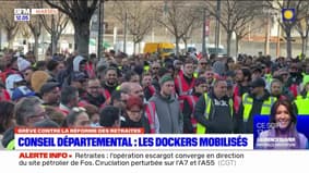Réforme des retraites: les dockers marseillais ont manifesté devant le Conseil départemental