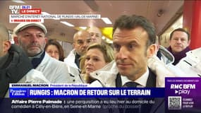 "Les gens savent qu'il faut travailler un peu plus longtemps": Emmanuel Macron évoque les retraites depuis Rungis