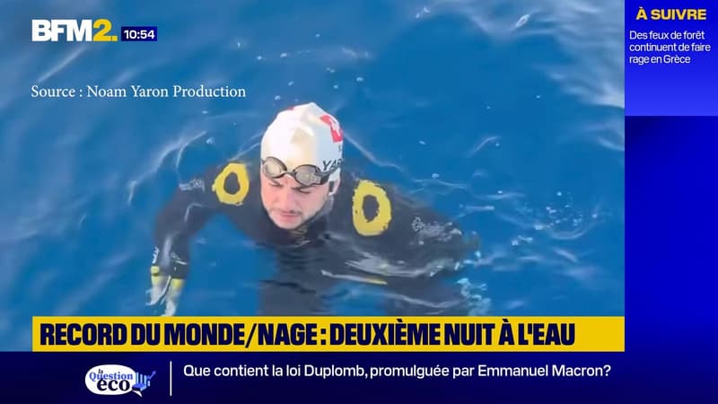 Calvi-Monaco à la nage: deuxième nuit passée dans l'eau pour le nageur Noam Yaron