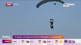 Ces parachutistes se préparent au grand saut pour le défilé du 14-Juillet