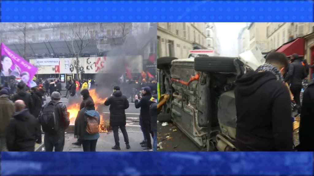 Des poubelles et des voitures ont été incendiées. Des poubelles et des voitures ont été incendiées.