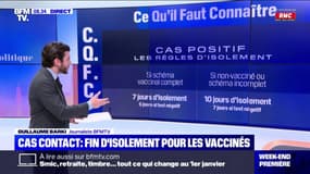 Covid-19: fin de l'isolement pour les cas contacts vaccinés