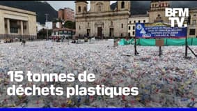 Colombie: une place mythique de Bogota recouverte de déchets plastiques 