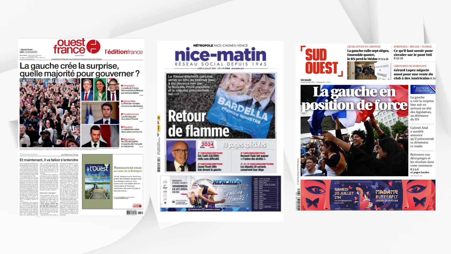 Ouest France, Nice-Matin et Sud Ouest