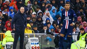 Zinédine Zidane et Kylian Mbappé lors de PSG-Real en novembre 2019.