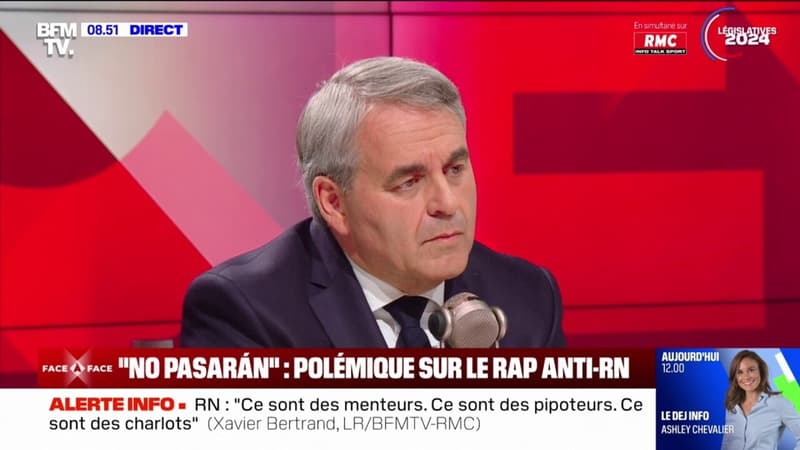 Regarder la vidéo Rap anti-RN: Xavier Bertrand souhaite que le procureur de la République 