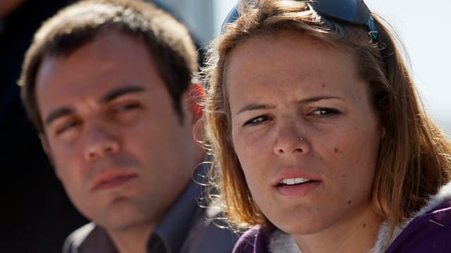 Laure Manaudou, ici avec l'entraîneur du Cercle des Nageurs de Marseille, Romain Barnier