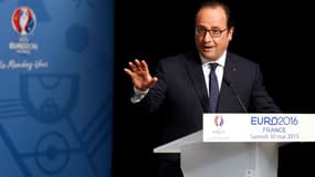 François Hollande le 30 mai 2015 à l'occasion d'une conférence de presse sur l'Euro 2016.