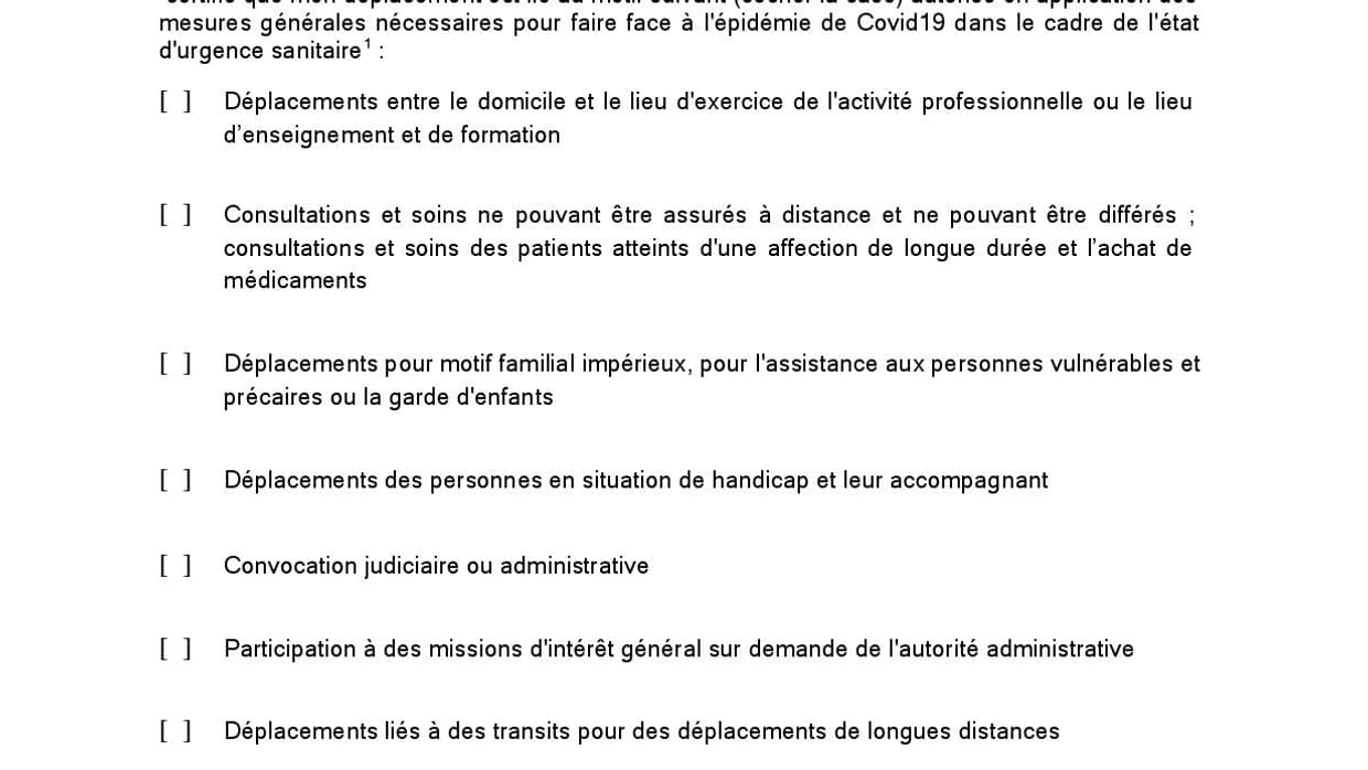 Attestation de déplacement.