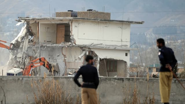 La maison occupée par Oussama Ben Laden, lors de sa destruction en 2012.