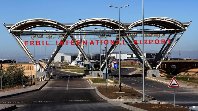 Entrée de l'aéroport international d'Erbil, au Kurdistan irakien