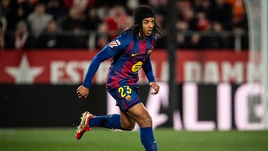 Jules Koundé lors du match Gérone-Barça (2-1, Liga), le 16 février 2026