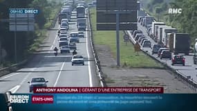 Opération escargot en Haute-Savoie:  une cinquantaine de camions mobilisés contre la hausse des prix du carburant   