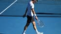 L'Autrichien Dominic Thiem, lors de son match, perdu, face au Bulgare Grigor Dimitrov, en 8e de finale de l'Open d'Australie à  Melbourne le 14 février 2021