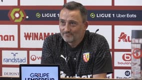 Franck Haise en conférence de presse, à Lens le 11 août 2023