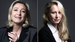 La présidente du FN Marine Le Pen, candidate en Nord-Pas-de-Calais-Picardie, et sa nièce Marion Maréchal-Le Pen, candidate en Provence-Alpes-Côte d'Azur.