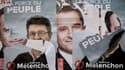 Des affiches électorales en faveur de Jean-Luc Mélenchon et Benoît Hamon durant la campagne présidentielle. 