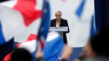 Marine Le Pen lors du rassemblement du 1er mai.