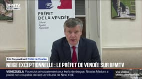Neige: "Les trains ne peuvent plus fonctionner et la D160 a été coupée parce qu'un poids lourd s'est renversé", détaille le préfet de Vendée