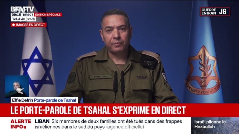 Guerre au Moyen-Orient: "Notre aviation a descendu un avion de chasse iranien", Effie Defrin, porte-parole de l'armée israélienne