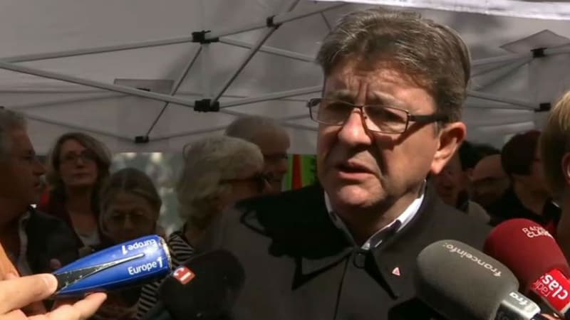 Jean-Luc Mélenchon, le 21 septembre 2017 dans les rues de Paris pour protester contre la réforme du droit du Travail.