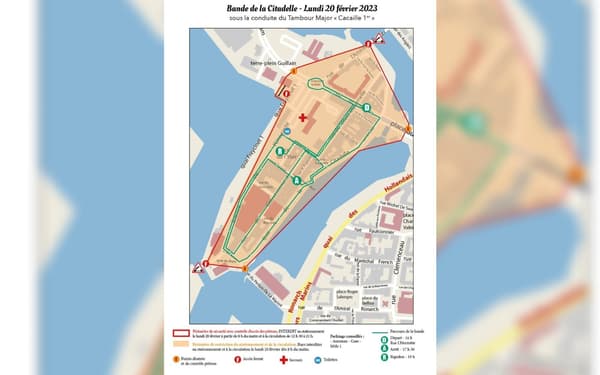 Le parcours de la bande de la Citadelle le lundi 20 février