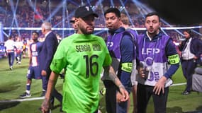 Neymar lors des célébrations du titre de champion de France 2022-2023 du PSG, le 3 juin 2023