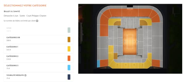 La billetterie de Roland-Garros pour la night session de dimanche 4 juin.